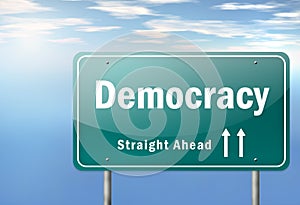 Highway Signpost Democracy