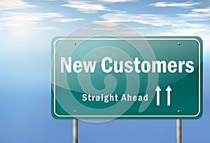 Highway Signpost New Customers
