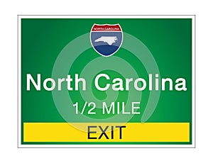 Highway signs before the exit To the state North Carolina Of United States on a green background vector art images Illustration