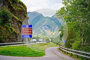 Highway signs in Norway Fjords