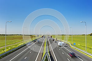 Highway on a sunny day in The Netherlands