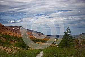 Highway by the Table mountains, Gros Morne National Park, Newfoundland, Canada