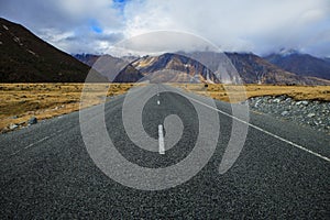 highway to aoraki mt.cook national park south island, new zealand important traveling destination