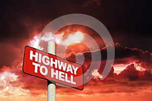 Highway to hell sign