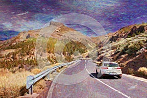 Highway to volcano Teide. Canary.
