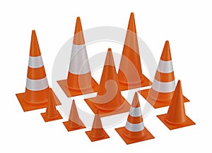 highway traffic construction cone isolated on white background. 3d illustration