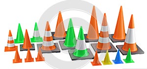 highway traffic construction cone isolated on white background. 3d illustration
