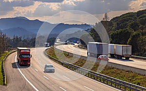 Highway traffic on European freeway AP7 Spain photo