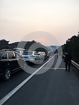 Highway traffic jam
