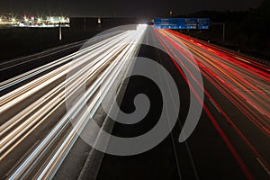 Highway traffic lights at night