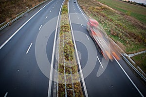 Highway traffic - motion blurred truck