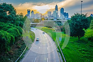 Highway traffic near a big city