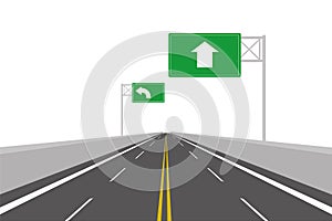 Highway with Traffic Sign. Motorway with road sign. Street traffic Sign.