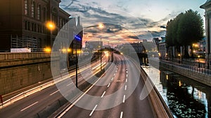 Highway Traffic through Stockholm Sweden Time Lapse