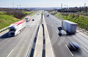 Highway transportation with cars and truck