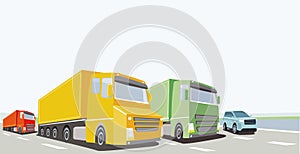 Highway with truck transport, illustration