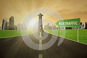 Highway with web traffic text