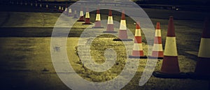 Highway with works cones