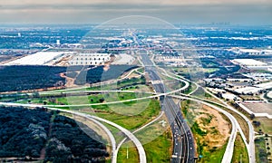 Highways and road interchanges near Dallas in Texas, United States