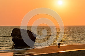 Sunshine on the beach of Matalascanas village, near Higuera tower, Huelva county, Andalusia, Spain photo
