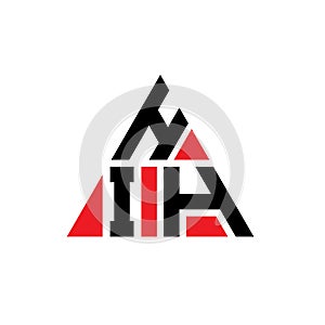 HIH triangle letter logo design with triangle shape. HIH triangle logo design monogram. HIH triangle vector logo template with red