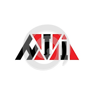 HII triangle letter logo design with triangle shape. HII triangle logo design monogram. HII triangle vector logo template with red