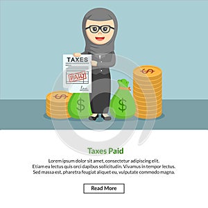 Hijab enterpreneur with taxes paid photo