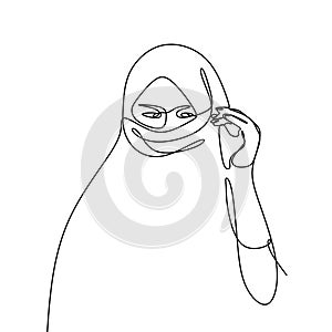 hijab girl wearing burka continuous line drawing minimalist design