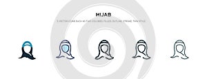 Hijab icon in different style vector illustration. two colored and black hijab vector icons designed in filled, outline, line and