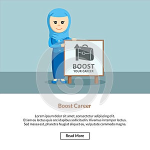 Hijabi enterpreneur with boost career photo