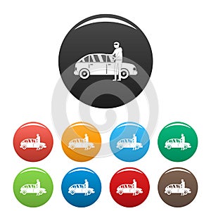 Hijacker icons set color vector