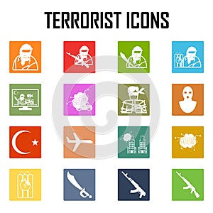 Hijacker Terrorist Airplane car bomb,vector Icon