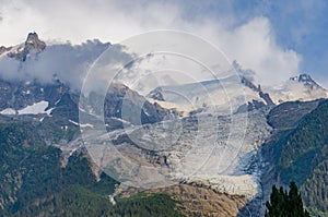 Hike from Chamonix up to La Jonction glacier des Bossons. Mont Blanc Massif, French Alps, Chamonix, Bosson Glacier, France, Europe