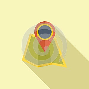 Hike map icon flat vector. Travel equipment