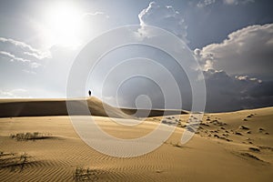 Hike in sand desert