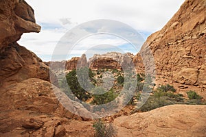 Hike in windows section in Arches National Park, Utah