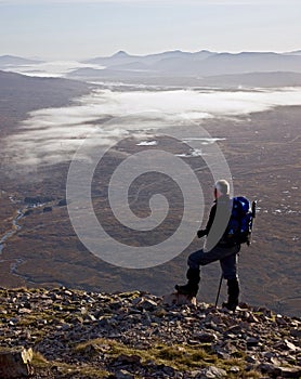 Hiker on Buachaille Etive Mor.