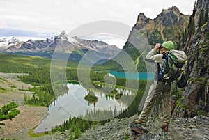 Hiker in the canadian rockies