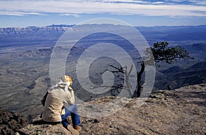 Hiker at Canyon Overlook photo