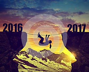 Hiker climbs into the New Year 2017
