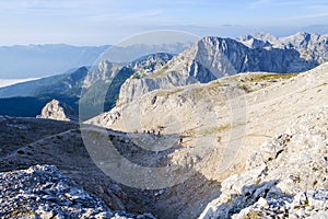 Hiker descending to the valley