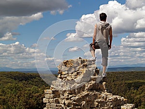 Hiker on the edge of a cliff