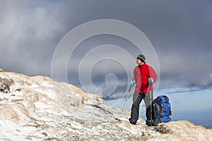 Hiker enjoying beautiful landscape