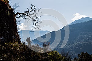 Hiker Enjoying the View Along the Everest Base Camp Trek Between Jiri and Lukl