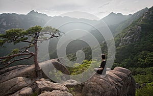 Hiker Finding Solitude in Gaya Mountain, Korea