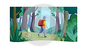 Hiker in Forest Icon for Adventure Nature Exploration, vector design Generative AI