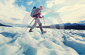 Hiker on glacier