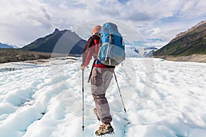 Hiker on glacier