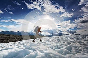 Hiker on glacier