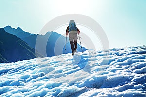 Hiker on glacier